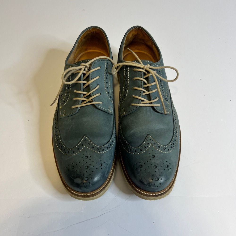 GH Bass & Co Gregory Mens Wingtip Oxfords Blue Leather Brogue Shoes 8.5 M